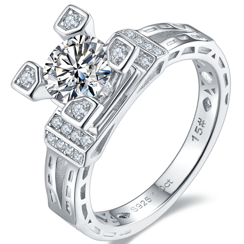 Tuochen бижута професионален производител обичай стерлинги сребърни 925 пръстени с 3An5anmoissanite камъни