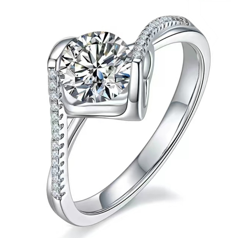 Готов за изпращане на висококачествен S925/18k/14k/10k злато с moissanite/истински диамантен годежен пръстен